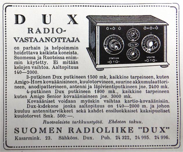 DUX -mainos 1927 (Juhani Mki-Teppo)