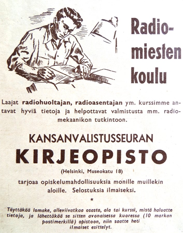 Radiomiesten koulu KVSK-opisto Seura nro:9 / 3.3.1954 (Juhani Mki-Teppo)